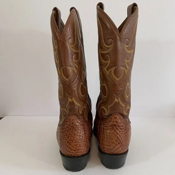 Tony Lama Royal Hornback Caiman Alligator Boots Mens 10 D Brown CZ1010 Exotic - Picture 6 of 9